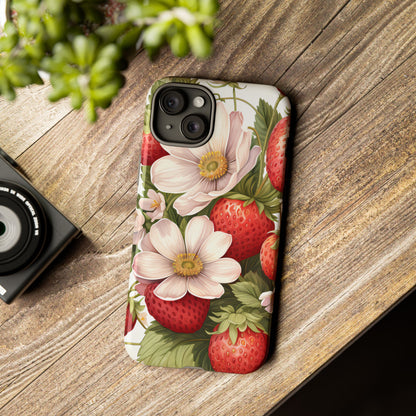 Strawberry Blossom Phone Case — Floral Protective Tough Case - Ramshackle Shack