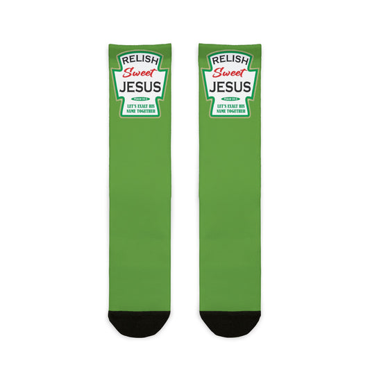 Relish Sweet Jesus Ketchup Bottle Crew Socks - Ramshackle Shack