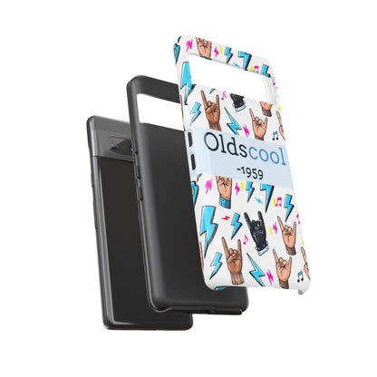 Retro Rock 'Oldscool 1959' Phone Case – Lightning & Rock Hand Pattern - Ramshackle Shack