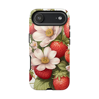 Strawberry Blossom Phone Case — Floral Protective Tough Case - Ramshackle Shack