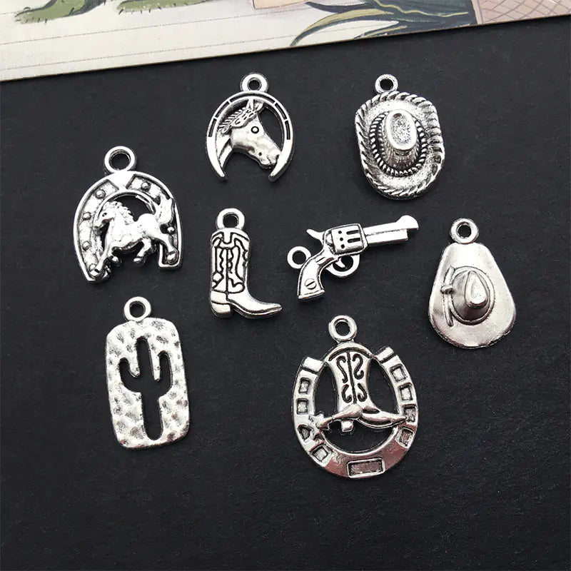 Western Cowboy Hat Cactus Alloy Pendant for DIY Jewelry - Ramshackle Shack