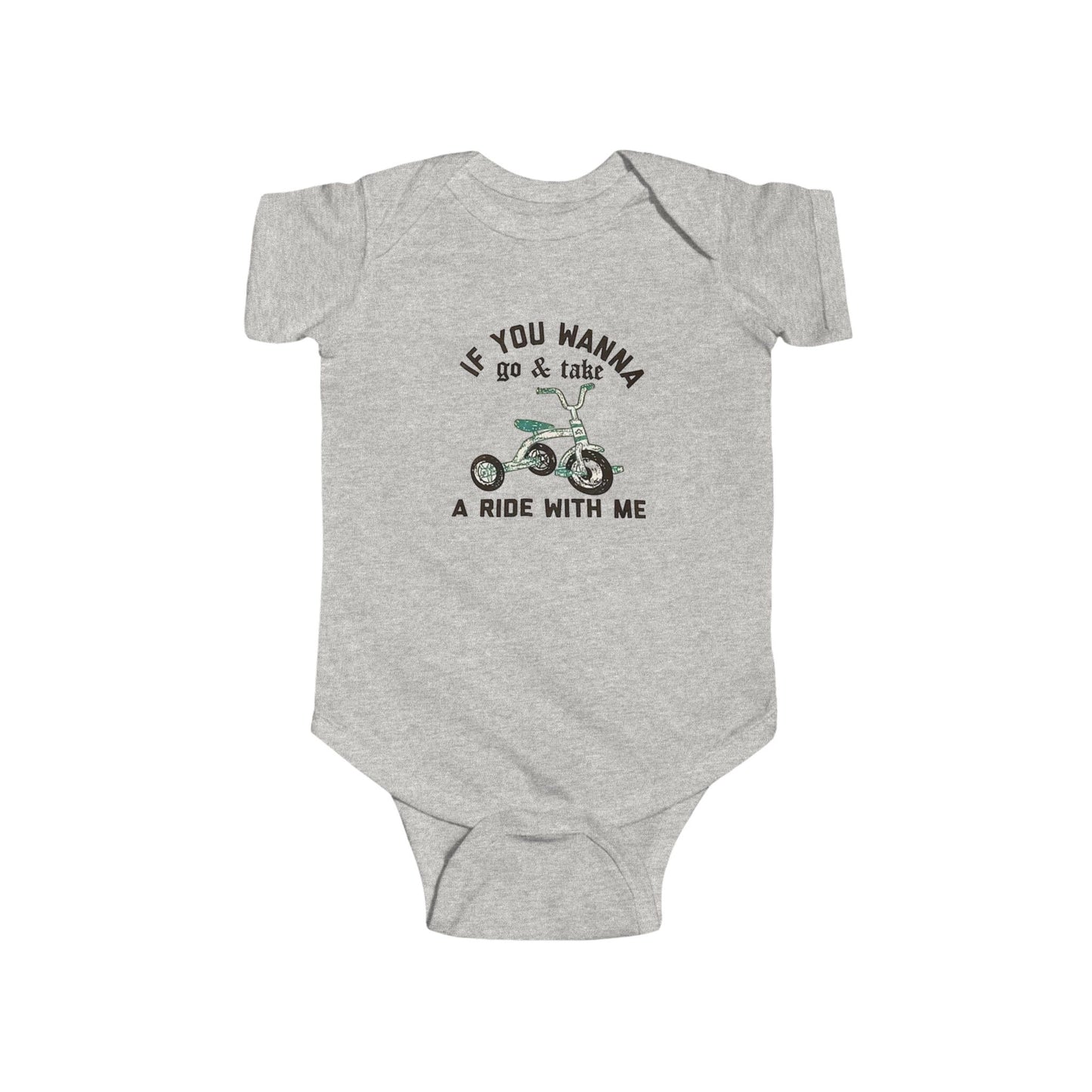 Funny Baby Bodysuit POOP! There it is & Tricycle Ride Graphic Infant Onesie - Ramshackle Shack