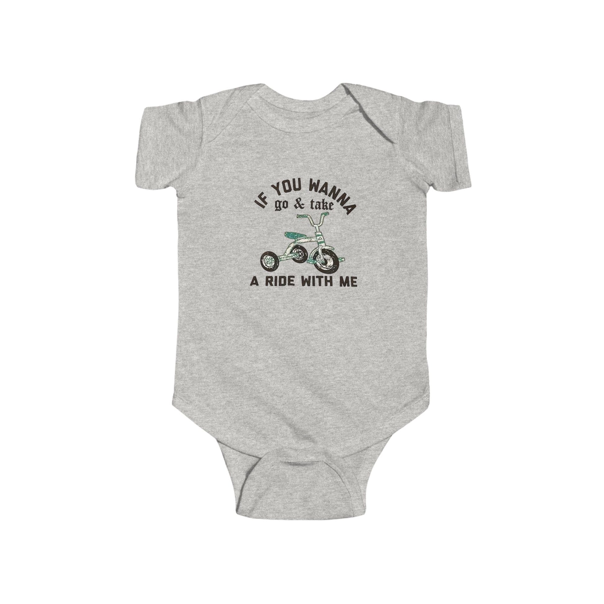 Funny Baby Bodysuit POOP! There it is & Tricycle Ride Graphic Infant Onesie - Ramshackle Shack