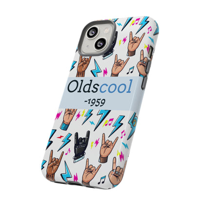 Retro Rock 'Oldscool 1959' Phone Case – Lightning & Rock Hand Pattern - Ramshackle Shack