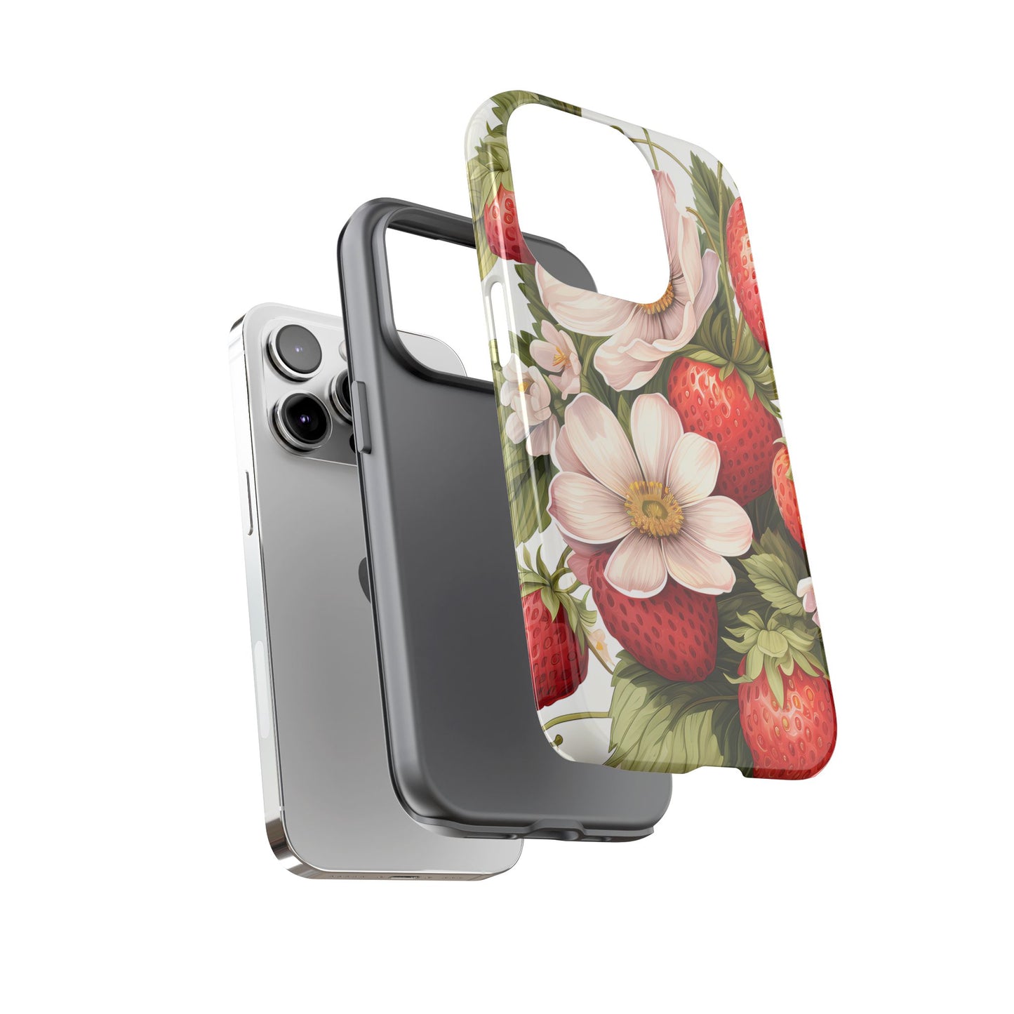 Strawberry Blossom Phone Case — Floral Protective Tough Case - Ramshackle Shack