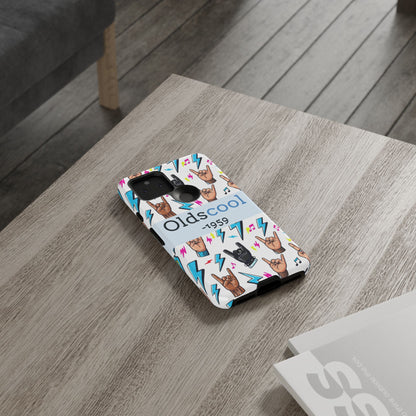 Retro Rock 'Oldscool 1959' Phone Case – Lightning & Rock Hand Pattern - Ramshackle Shack