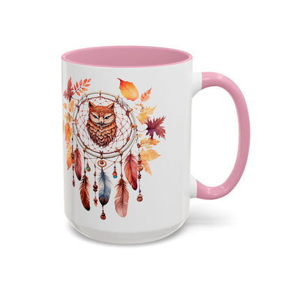 Autumn Owl Dreamcatcher Mug — Fall Leaves Coffee Cup (11oz & 15oz) - Ramshackle Shack
