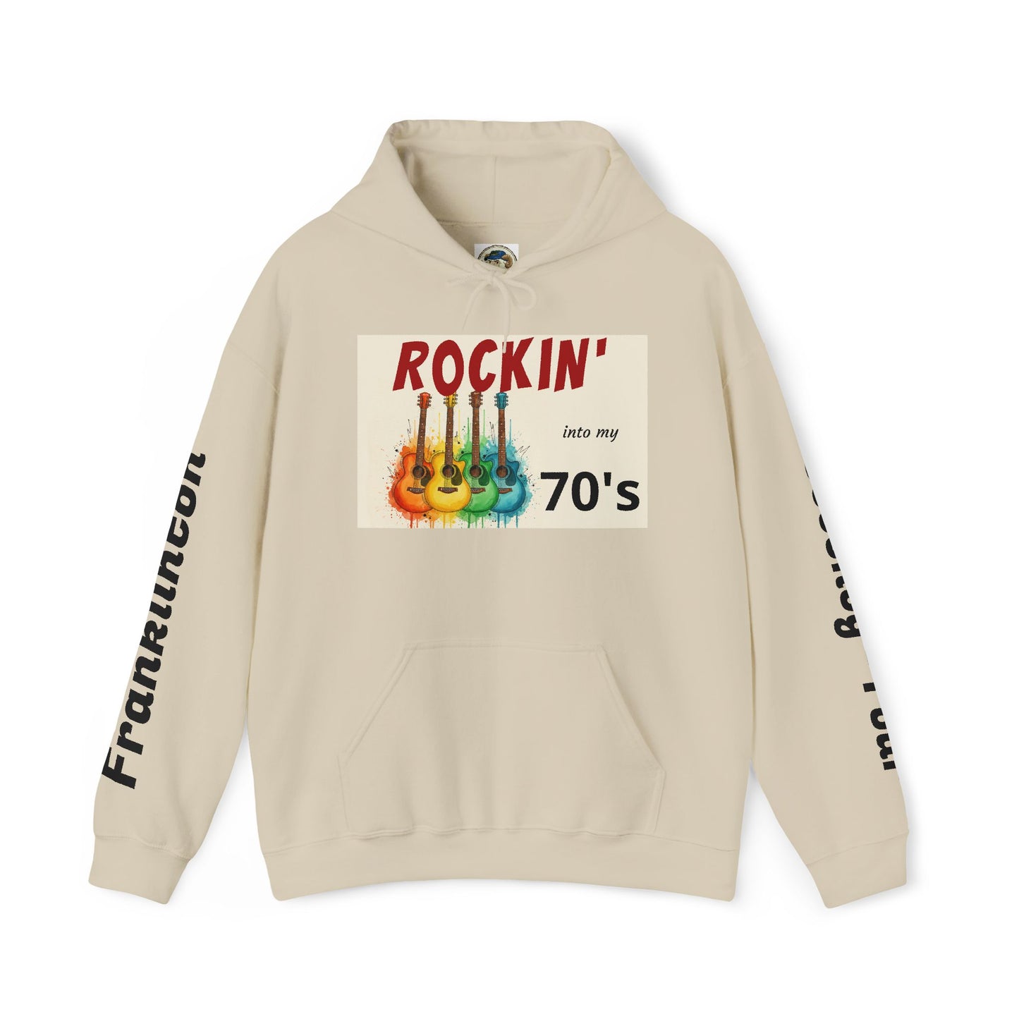 Rockin' Into My [70's] Hooded Sweatshirt — Custom Name & Age Guitar Birthday Design - Ramshackle Shack