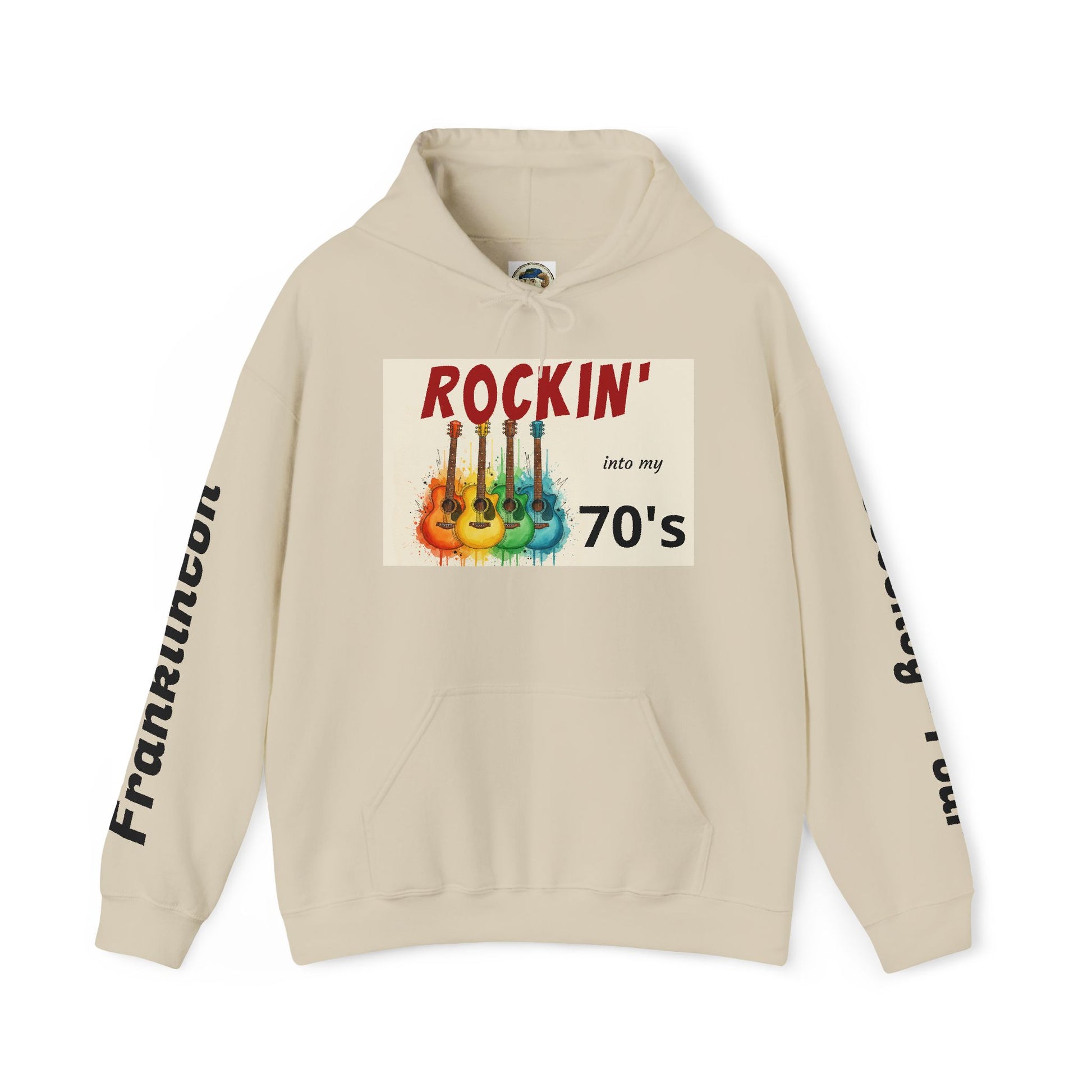 Rockin' Into My [70's] Hooded Sweatshirt — Custom Name & Age Guitar Birthday Design - Ramshackle Shack