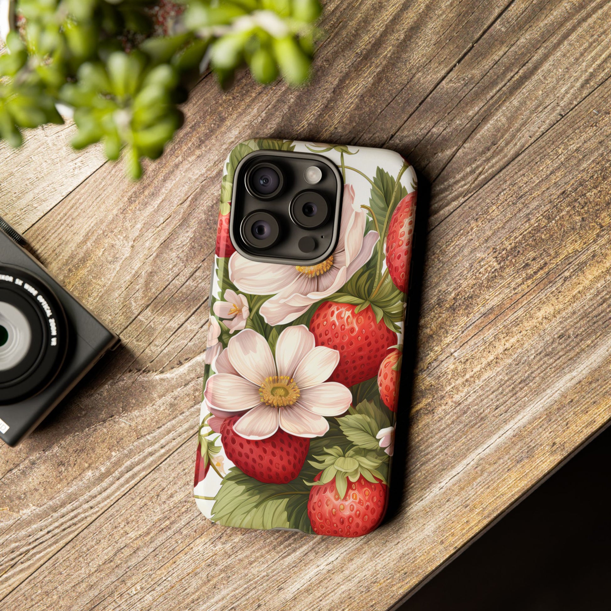 Strawberry Blossom Phone Case — Floral Protective Tough Case - Ramshackle Shack