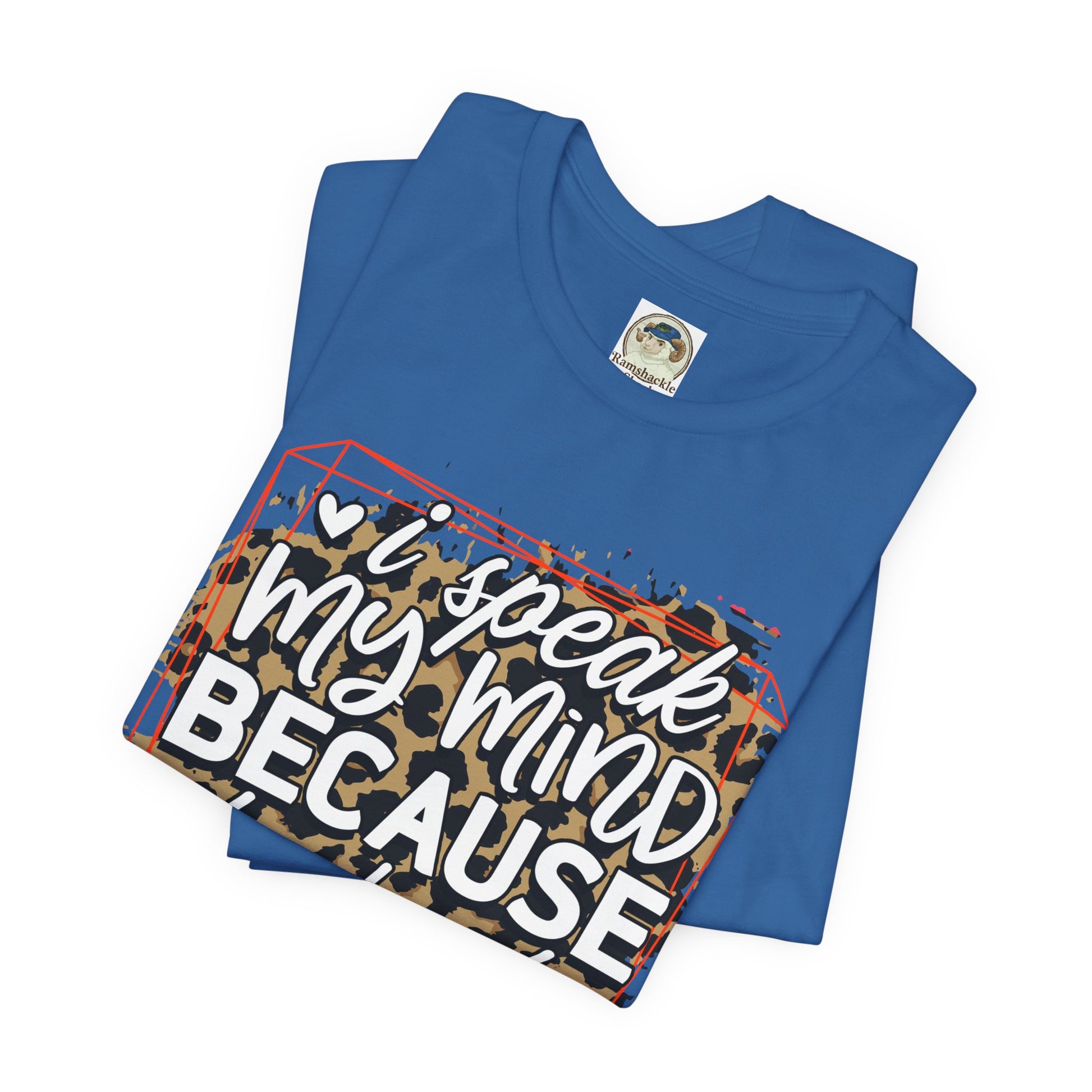 Graphic Tee — "I Speak My Mind Because It Hurts to Bite My Tongue" Leopard Print - Ramshackle Shack