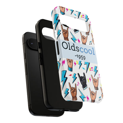 Retro Rock 'Oldscool 1959' Phone Case – Lightning & Rock Hand Pattern - Ramshackle Shack
