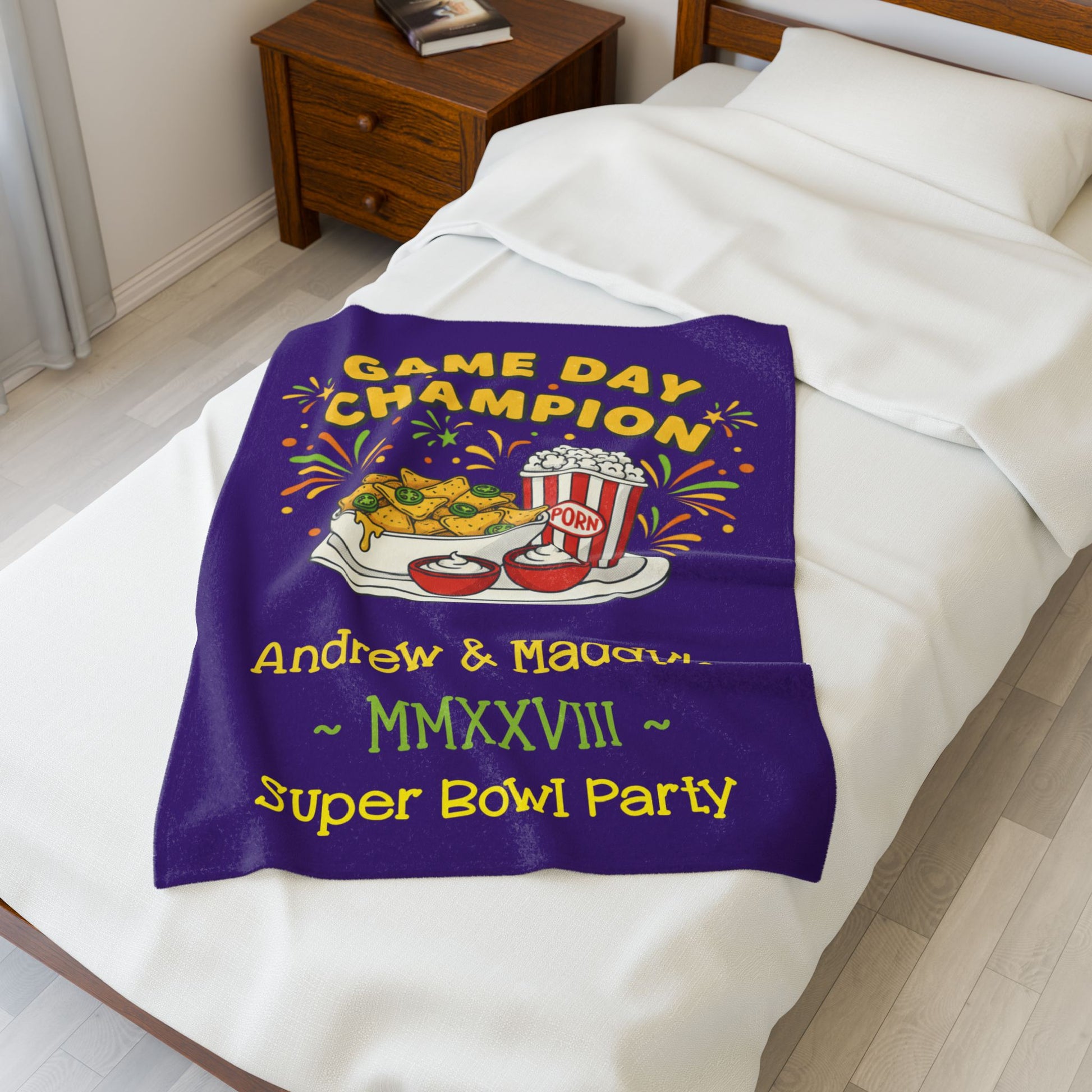 Game Day Champion Blanket | Super Bowl Party, Game Day Humor - Ramshackle Shack