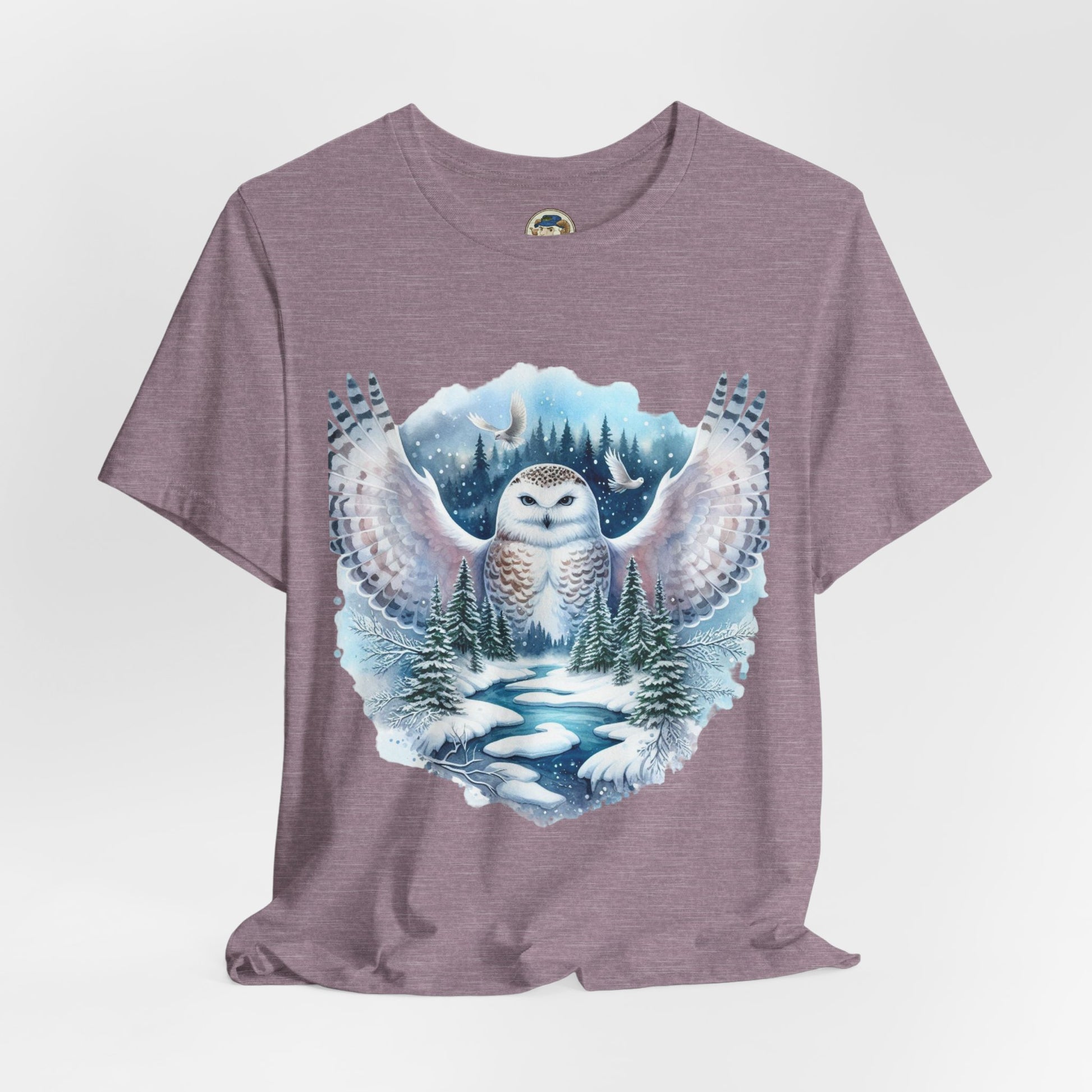 Snowy Owl Forest T-Shirt — Winter Wildlife Nature Tee - Ramshackle Shack