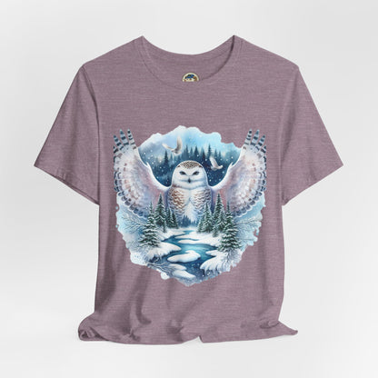 Snowy Owl Forest T-Shirt — Winter Wildlife Nature Tee - Ramshackle Shack
