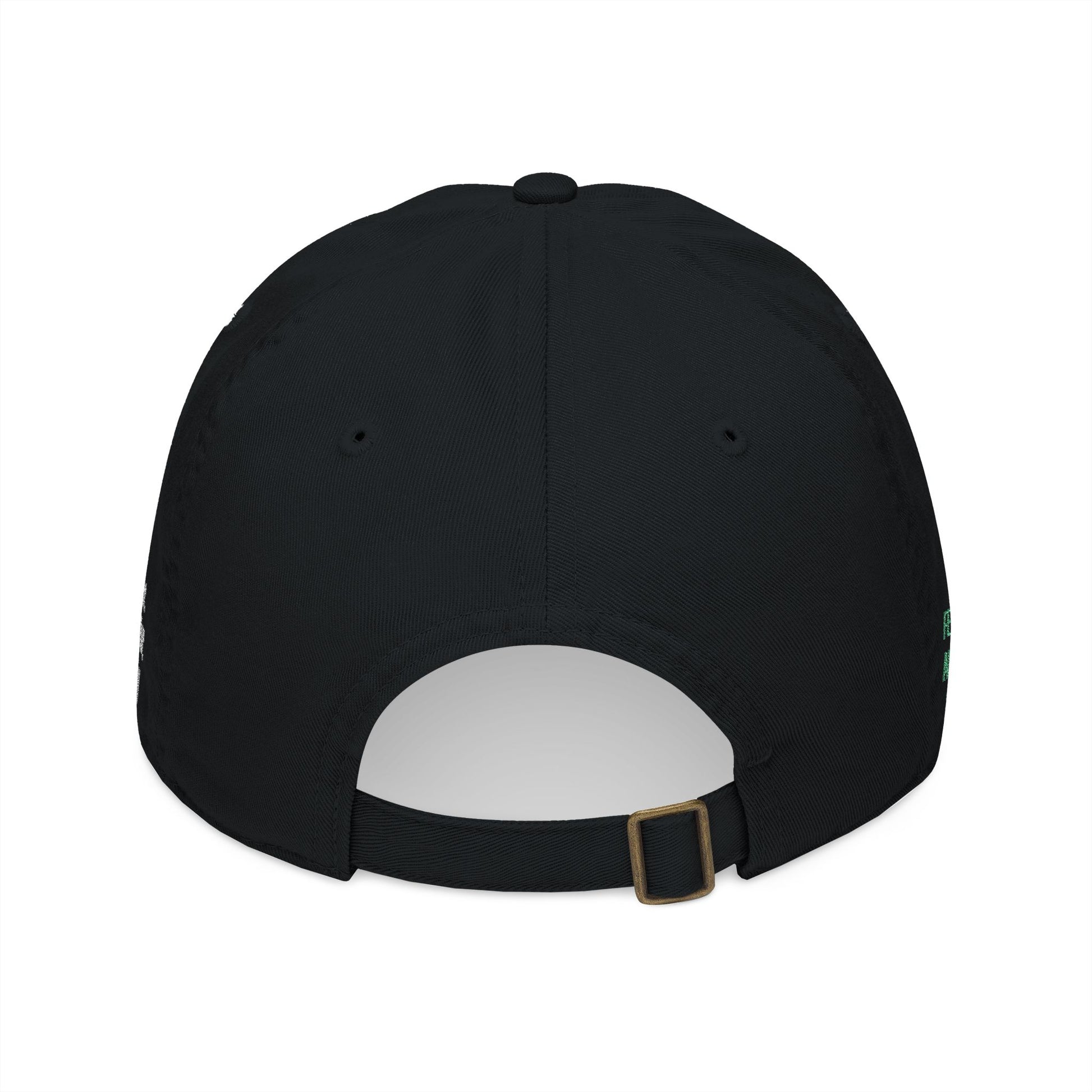 Organic baseball cap with embroidered custom name and playful "cooking, cleaning & keeping kids alive" slogan, hat by Printify
