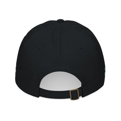 Organic baseball cap with embroidered custom name and playful "cooking, cleaning & keeping kids alive" slogan, hat by Printify
