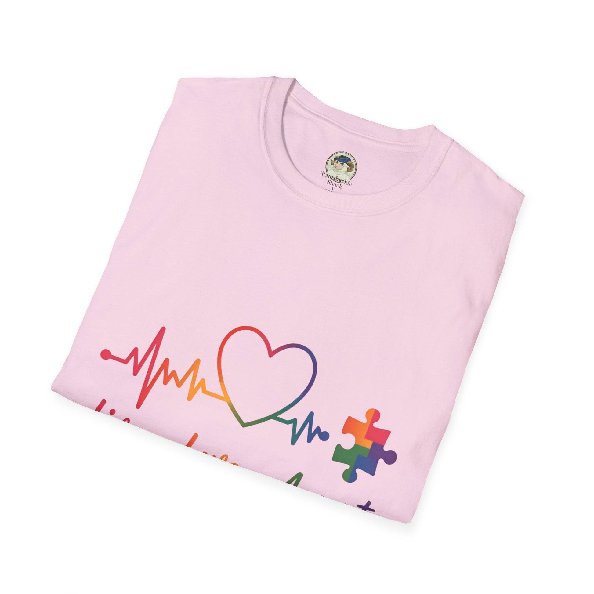 Autism Awareness T-Shirt — Live Love Accept Rainbow Puzzle Ribbon - Ramshackle Shack