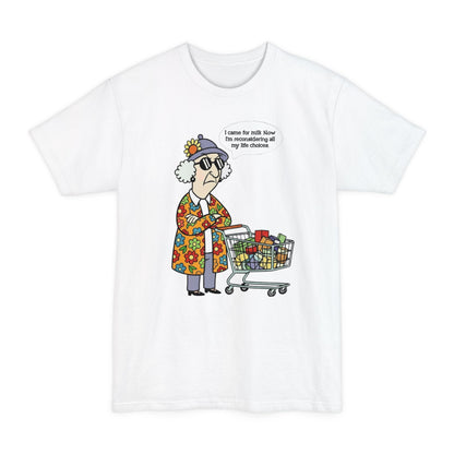 Printify Sassy Max "I Came for Milk" funny graphic T-shirt, tall beefy-t® men's tee featuring humorous milk-themed print.