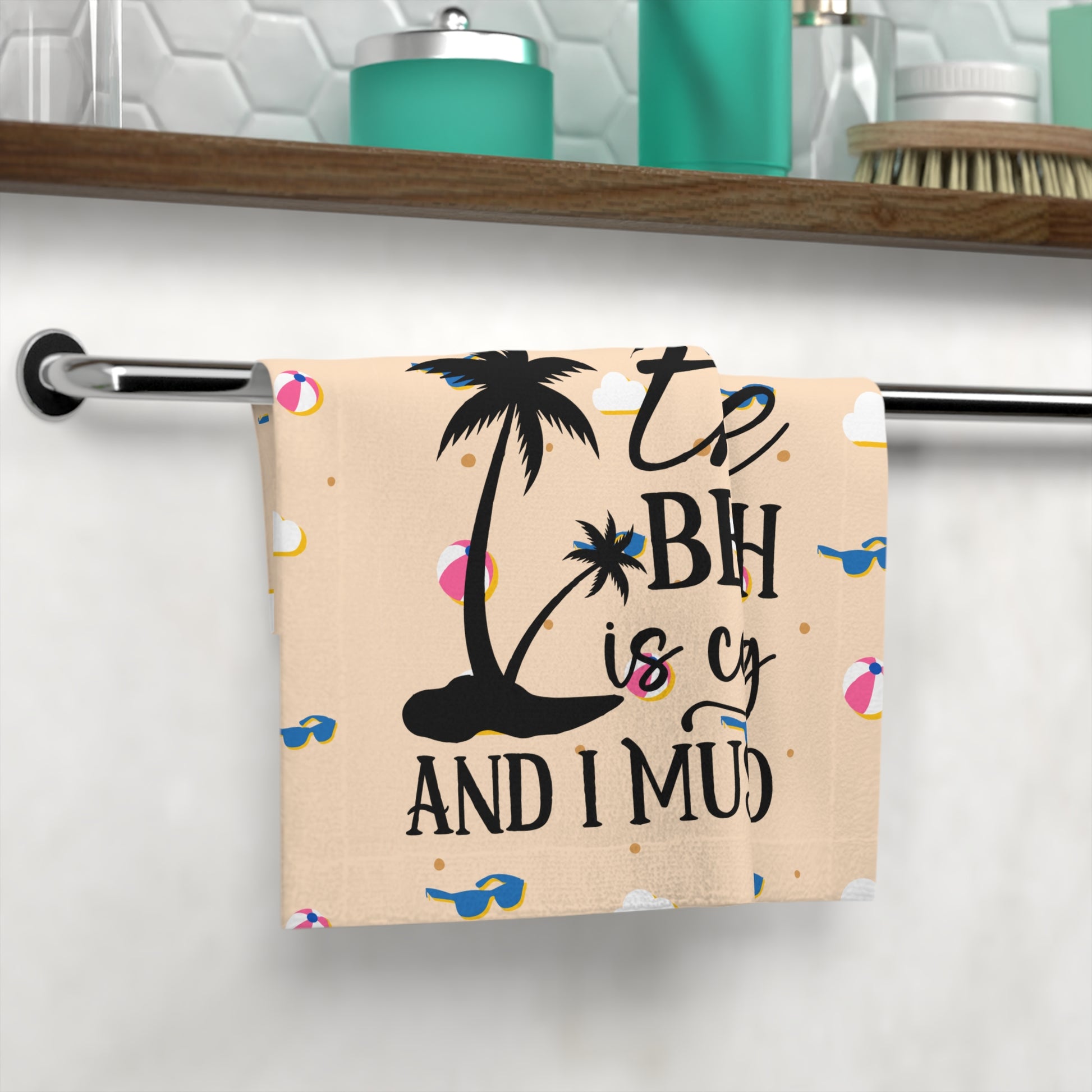 Beach Is Calling Face Towel — Sunglasses & Beach Ball Design - Ramshackle Shack