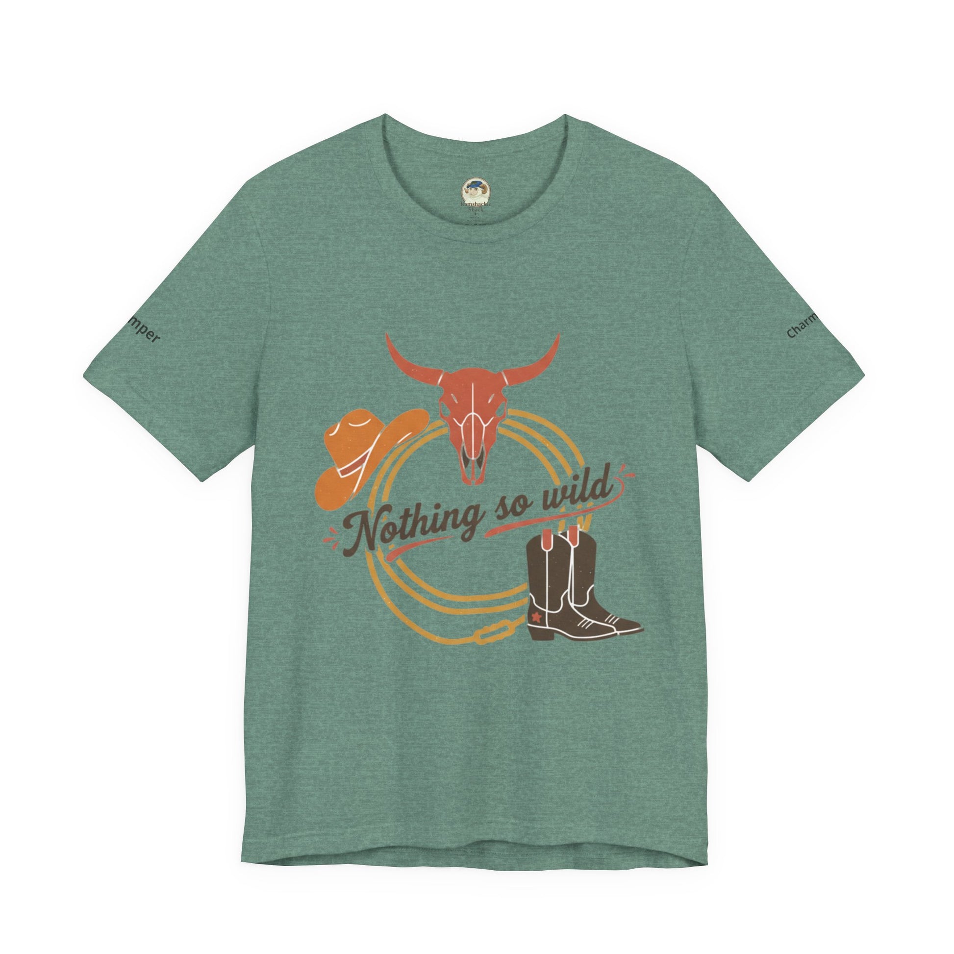 Personalized Western sunset T-shirt from Nothing So Wild Rider Tee collection, featuring a vibrant sunset design on a casual T-shirt.