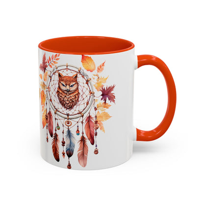 Autumn Owl Dreamcatcher Mug — Fall Leaves Coffee Cup (11oz & 15oz) - Ramshackle Shack