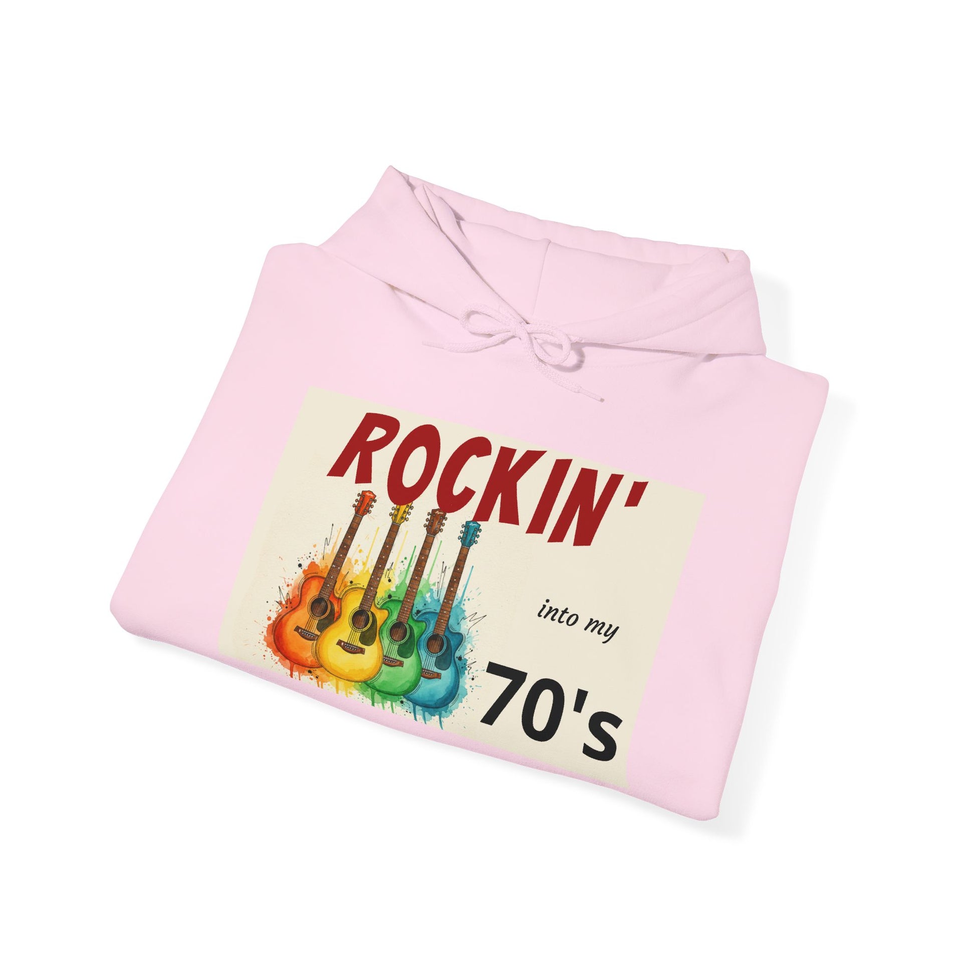 Rockin' Into My [70's] Hooded Sweatshirt — Custom Name & Age Guitar Birthday Design - Ramshackle Shack