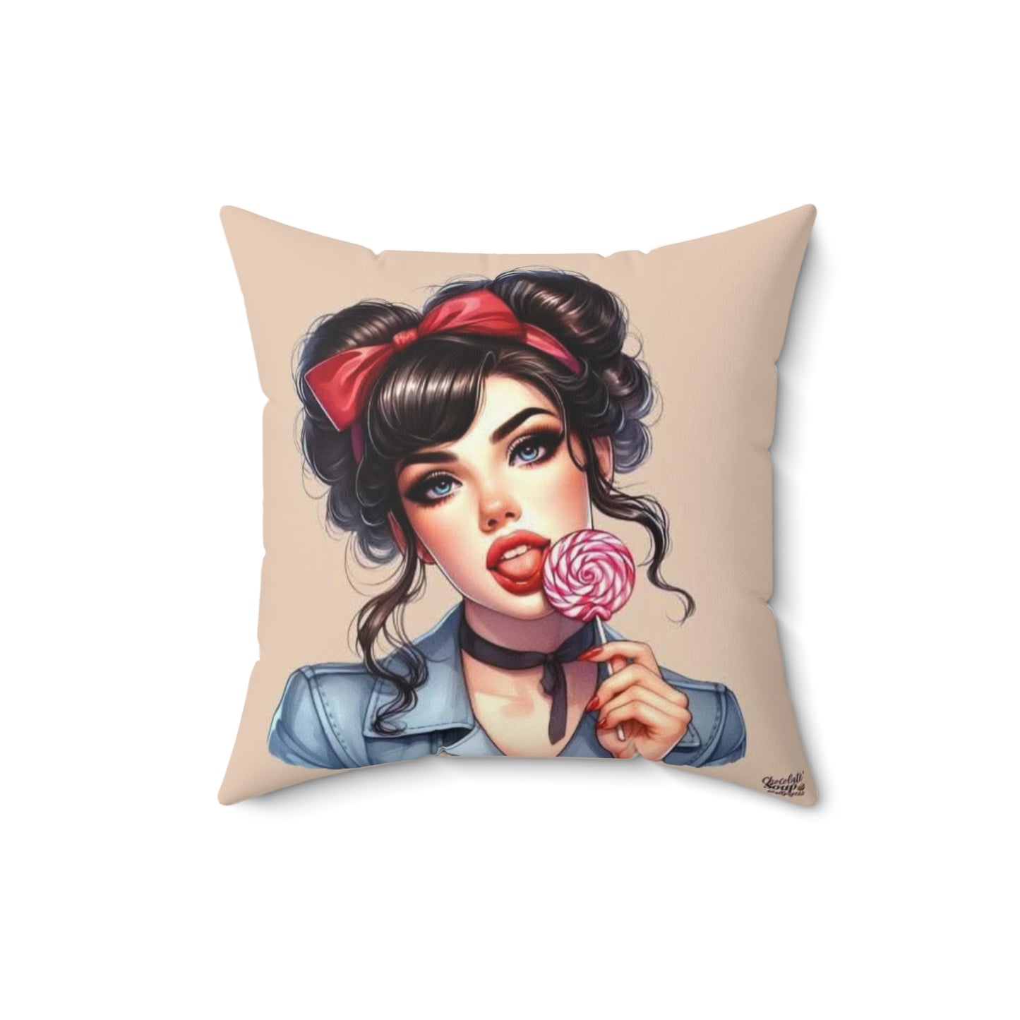 Bad Decisions Loading Faux Suede Square Pillow — Handcuffs, Cocktail & Sassy Woman Design - Ramshackle Shack