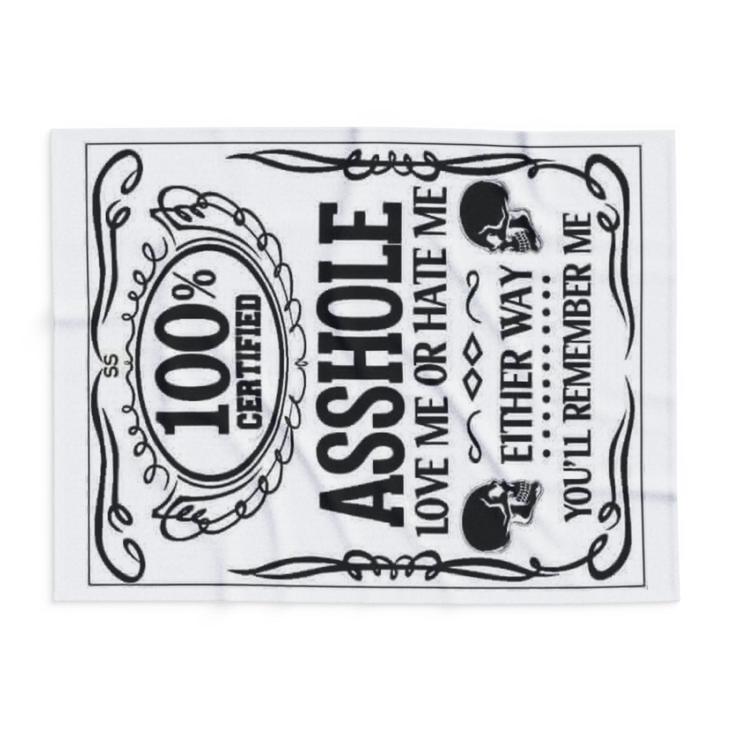 Arctic Fleece Blanket — "100% Certified Asshole" Funny Novelty Throw Blanket - Ramshackle Shack