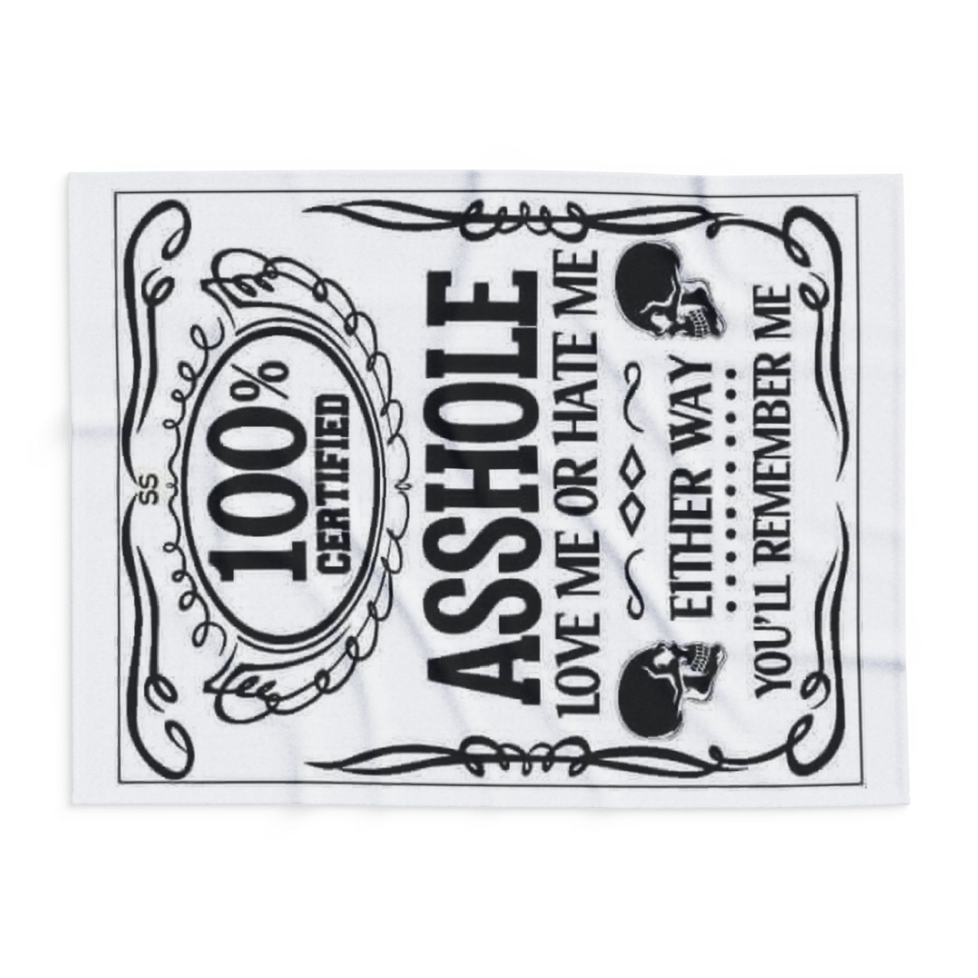 Arctic Fleece Blanket — "100% Certified Asshole" Funny Novelty Throw Blanket - Ramshackle Shack