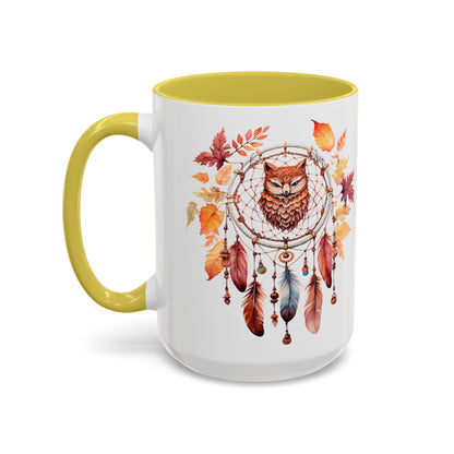 Autumn Owl Dreamcatcher Mug — Fall Leaves Coffee Cup (11oz & 15oz) - Ramshackle Shack