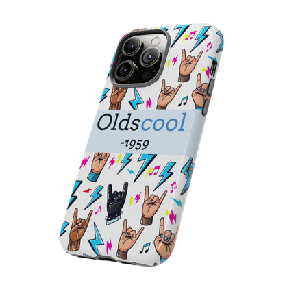 Retro Rock 'Oldscool 1959' Phone Case – Lightning & Rock Hand Pattern - Ramshackle Shack