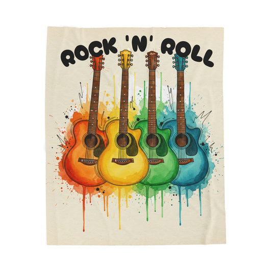 Rainbow Acoustic Guitar Plush Blanket — "rock 'n' roll" - Ramshackle Shack