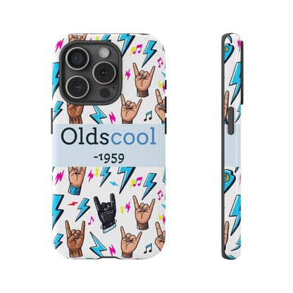 Retro Rock 'Oldscool 1959' Phone Case – Lightning & Rock Hand Pattern - Ramshackle Shack