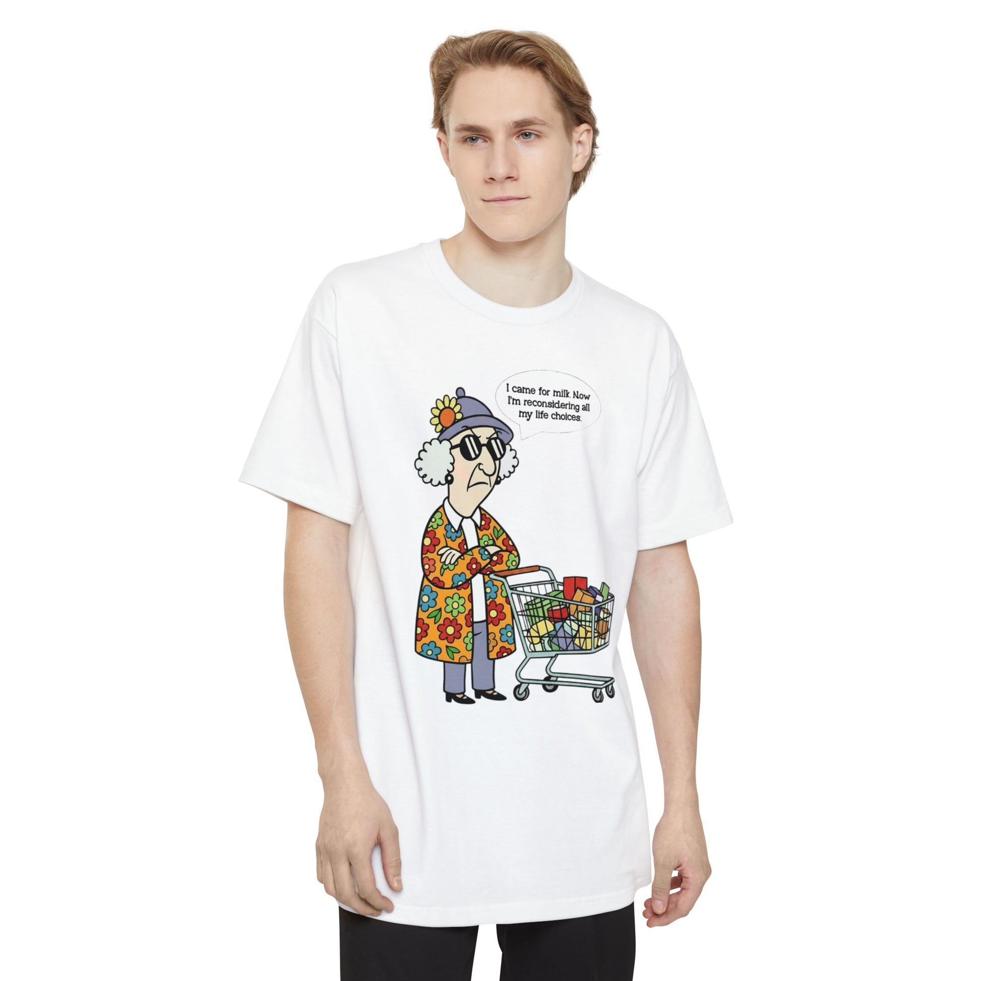 Sassy Max "I Came for Milk" funny graphic T-shirt by Tall Beefy-T®, featuring a humorous milk-themed design on a casual tee.