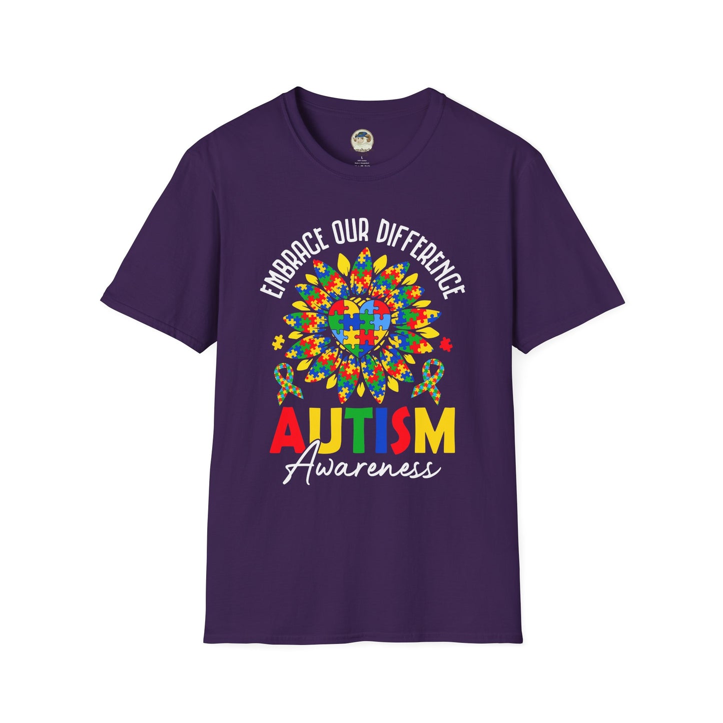 Autism Awareness T-Shirt — "Embrace Our Difference" Puzzle Heart Design - Ramshackle Shack