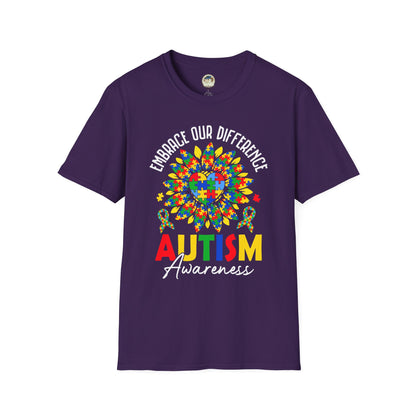 Autism Awareness T-Shirt — "Embrace Our Difference" Puzzle Heart Design - Ramshackle Shack