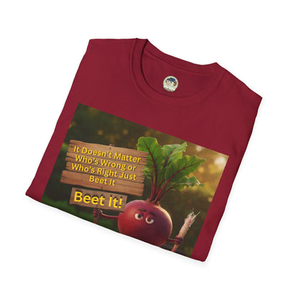 Unisex softstyle T-shirt featuring a humorous beetroot graphic design, perfect for casual wear and beet lovers.
