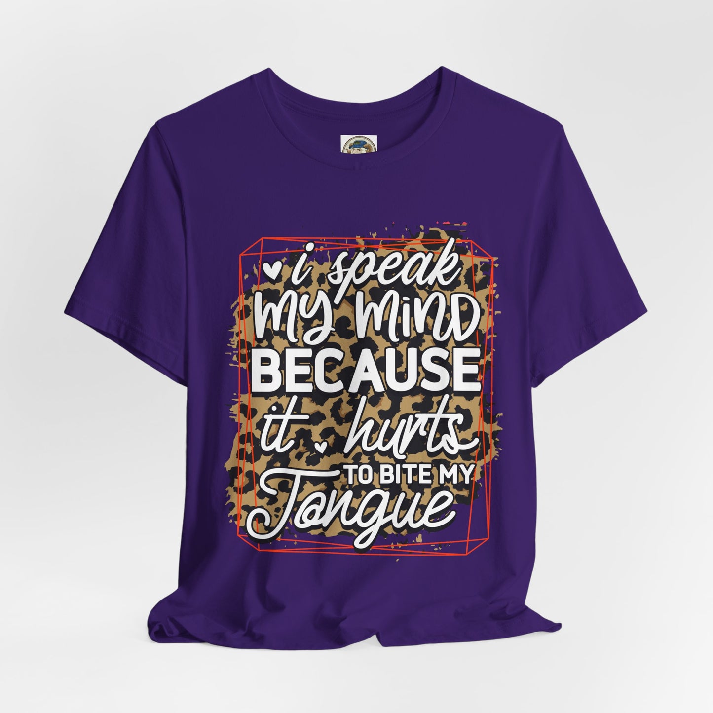 Graphic Tee — "I Speak My Mind Because It Hurts to Bite My Tongue" Leopard Print - Ramshackle Shack
