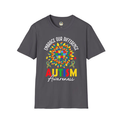 Autism Awareness T-Shirt — "Embrace Our Difference" Puzzle Heart Design - Ramshackle Shack