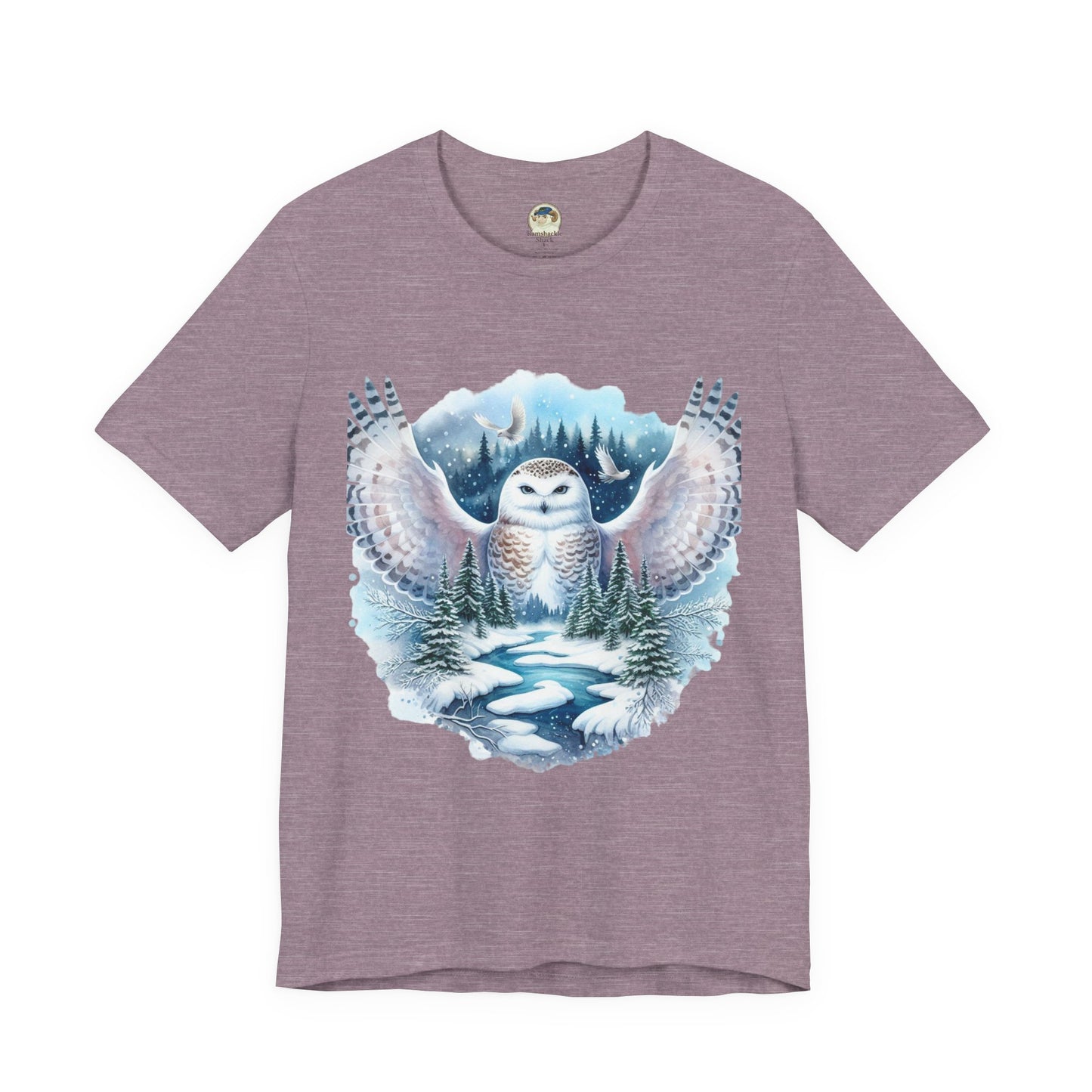 Snowy Owl Forest T-Shirt — Winter Wildlife Nature Tee - Ramshackle Shack
