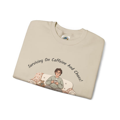 Tired Parent Candid Humor Sweatshirt | mom humor, parenting meme - Ramshackle Shack