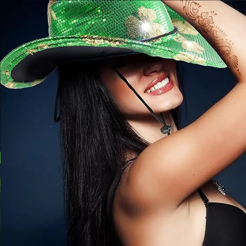St. Patrick's Day Light-Up Green Cowboy Hat - Ramshackle Shack