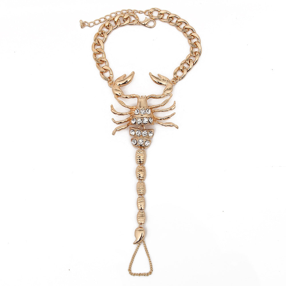 Faux diamond-studded scorpion anklet from Zendrop featuring a detailed silver-toned design on a delicate chain.