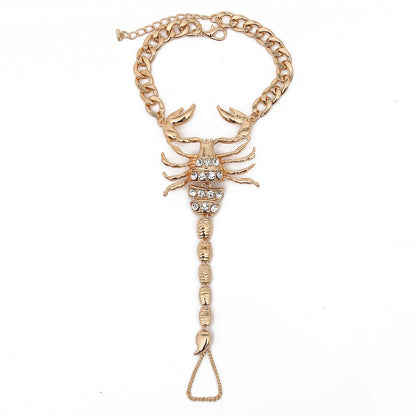 Faux diamond-studded scorpion anklet from Zendrop featuring a detailed silver-toned design on a delicate chain.