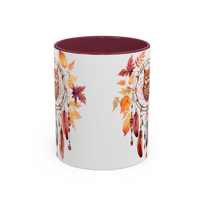 Autumn Owl Dreamcatcher Mug — Fall Leaves Coffee Cup (11oz & 15oz) - Ramshackle Shack
