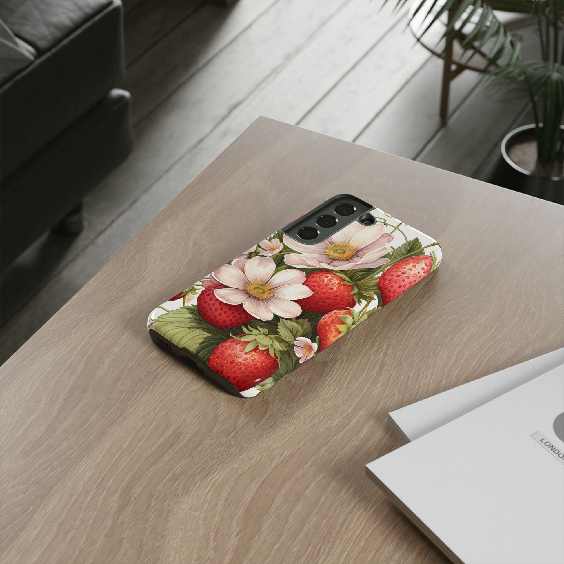 Strawberry Blossom Phone Case — Floral Protective Tough Case - Ramshackle Shack