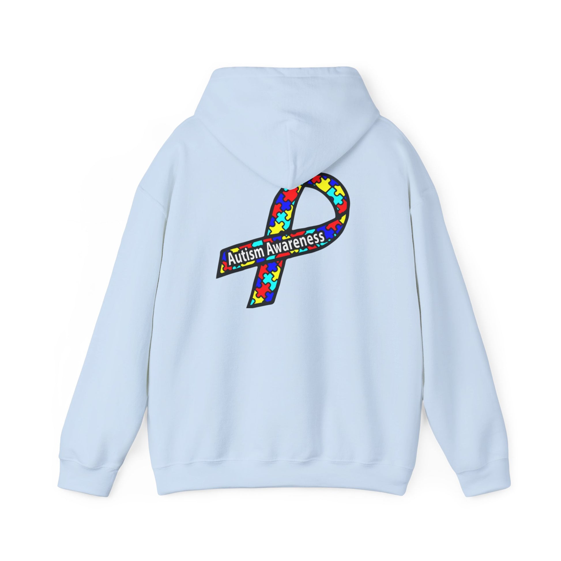 Autism Awareness Hoodie — "Live, Love, Accept" Heartbeat Puzzle-Rainbow - Ramshackle Shack
