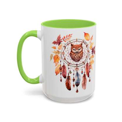 Autumn Owl Dreamcatcher Mug — Fall Leaves Coffee Cup (11oz & 15oz) - Ramshackle Shack