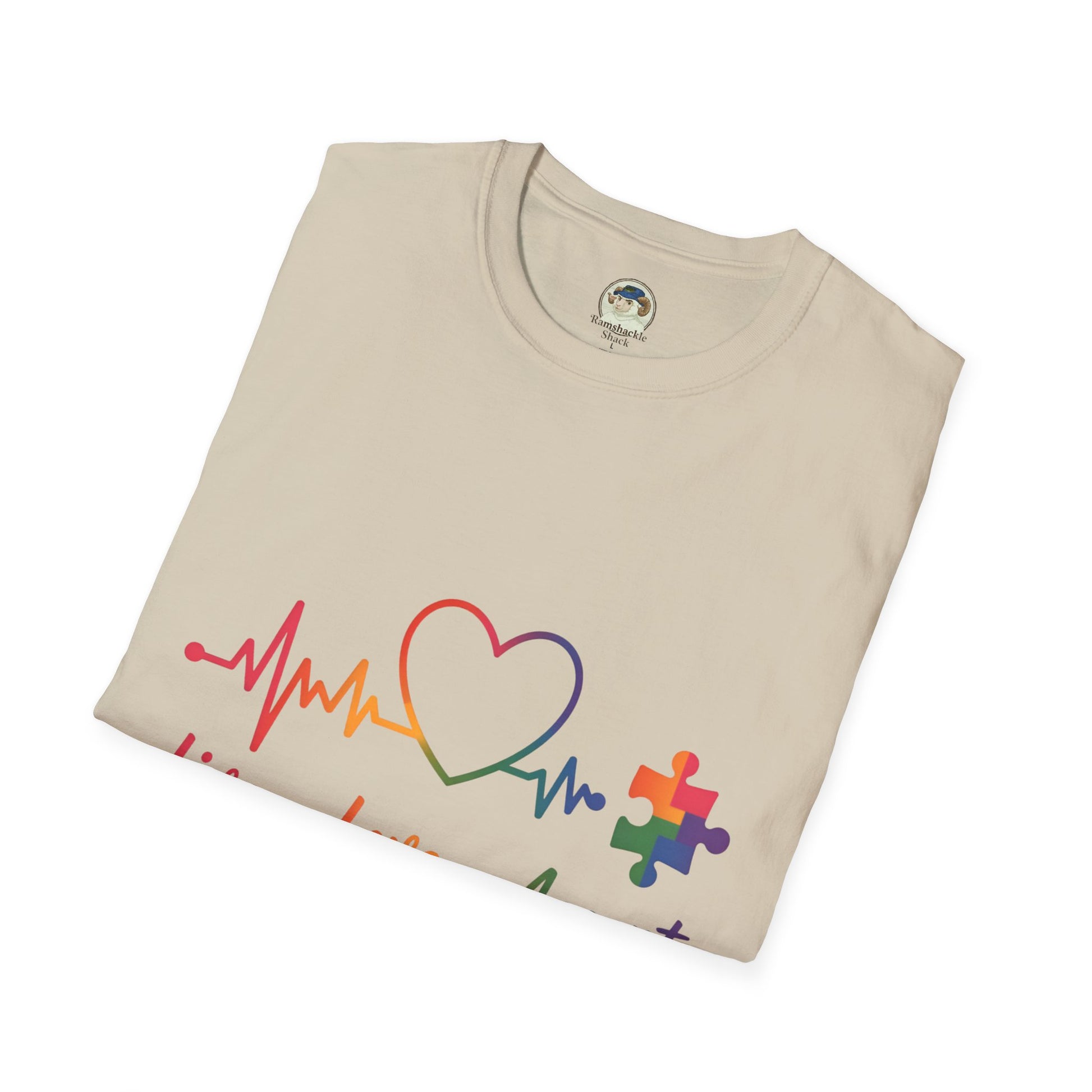 Autism Awareness T-Shirt — Live Love Accept Rainbow Puzzle Ribbon - Ramshackle Shack